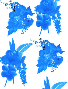 蓝色花卉水彩图案设计