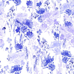 蓝紫色花卉水彩图案