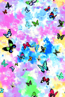 梦幻多彩蝴蝶水彩背景图
