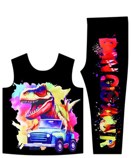 潮流涂鸦背心长裤套装