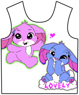 可爱卡通小兔背心图案