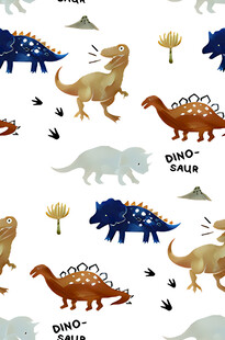 可爱恐龙图案无缝背景图
