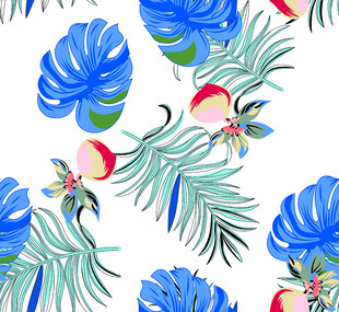 热带花卉与鸟类图案设计