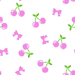 粉色樱桃小狗图案背景