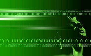 科技感人物与二进制背景