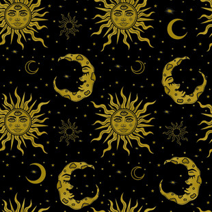 太阳月亮图案的黑色背景纹理