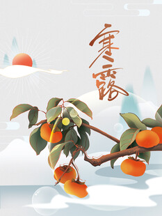 冬日枝头柿子图