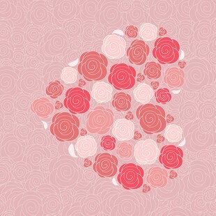 粉色玫瑰心形图案背景