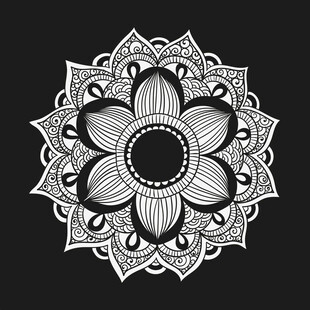黑白曼陀罗花纹图案