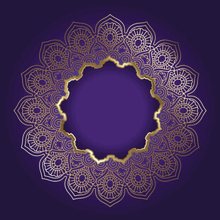 紫色曼陀罗花纹装饰边框