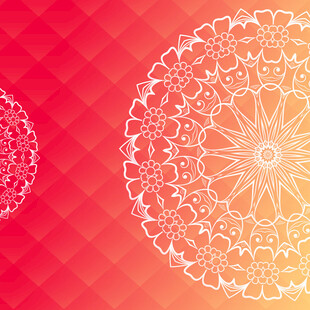 红色背景白色曼陀罗图案