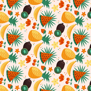 缤纷水果图案无缝背景图
