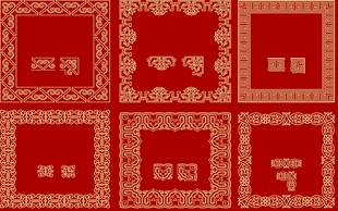 中式红色边框图案设计