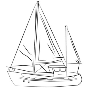 简约线条帆船素描图