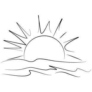 日出海面简笔画