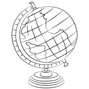 手绘地球仪轮廓图