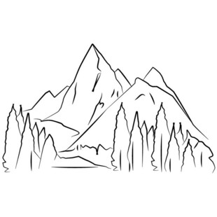 手绘线条勾勒的山川图景
