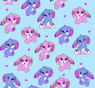 可爱小兔卡通无缝图案背景