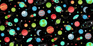 多彩星球宇宙无缝图案