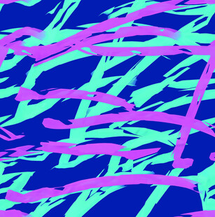 蓝底粉绿抽象线条图案