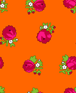 橙色底花卉图案无缝背景