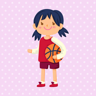 手持篮球的可爱小女孩