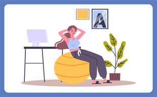 女子惬意躺坐享受休闲时光