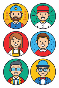 多彩卡通人物头像集合