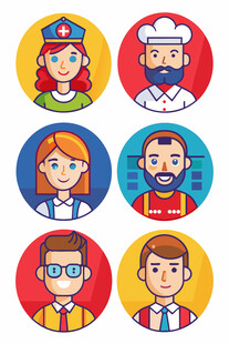 多样职业人物头像图标