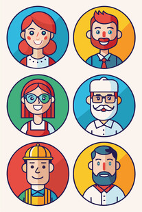 多样职业人物头像集合