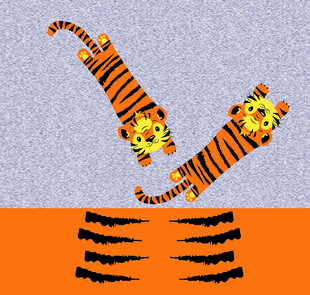 跳跃的双虎图案设计