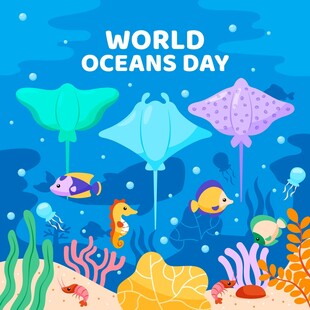 世界海洋日海底欢乐景象