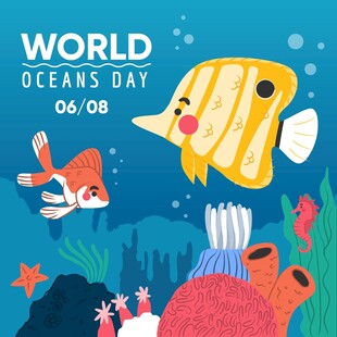 世界海洋日海底可爱鱼类