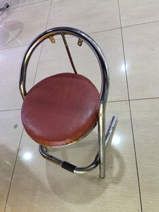 复古金属红座面圆凳