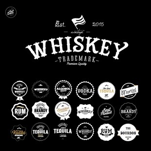 威士忌品牌标志集合