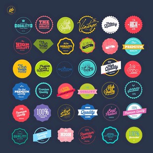 多彩创意徽章图标集合