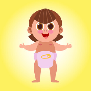 可爱宝宝穿尿布开心站立