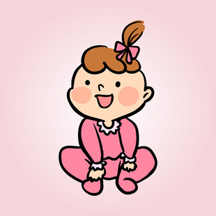 可爱坐地的扎辫小女孩