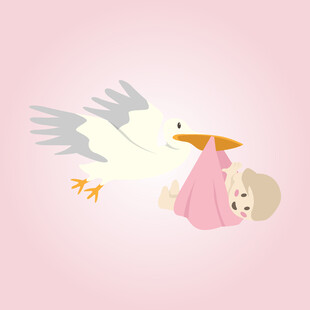 白鹳送宝宝的温馨画面