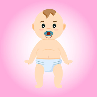可爱婴儿含奶嘴穿尿布