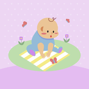 可爱宝宝在草地玩耍