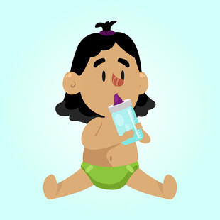 坐着喝奶的可爱小宝宝