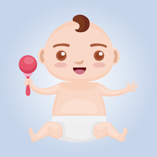 可爱宝宝手持拨浪鼓玩耍