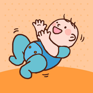 可爱宝宝与玩偶欢乐互动