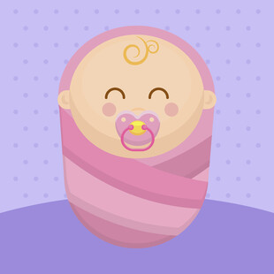 裹粉色襁褓的可爱小婴儿