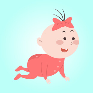 爬行的可爱红衣小宝贝