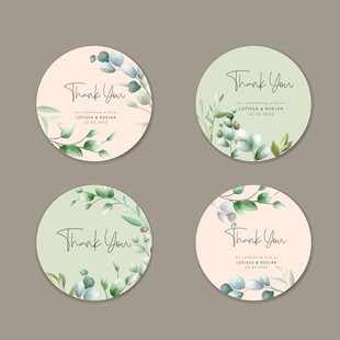 清新花卉感谢贴纸设计