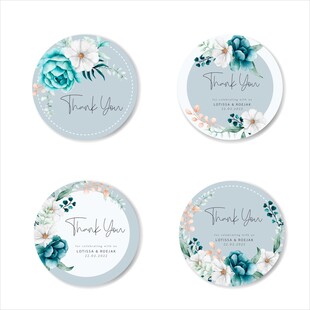 花卉装饰圆形标签设计