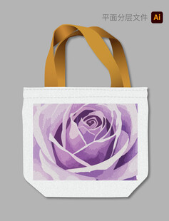 紫色玫瑰帆布手提袋设计