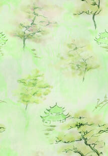 淡绿色水墨风树木图案